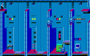 Impossible Mission II for Atari ST - Jump and use moving platforms to navigate through this room.