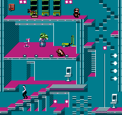 Impossible Mission II NES / Famicom Screenshot: Reaching some of the items to search here will be tricky...
