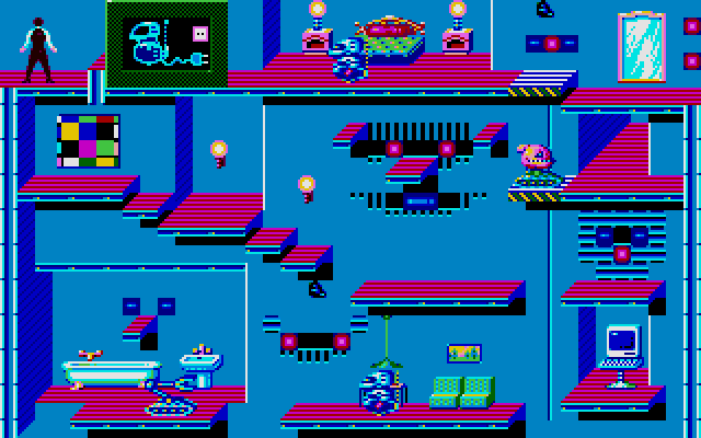 Impossible Mission II IBM PC/Compatibles Screenshot: Found an item that disables robots temporarily...