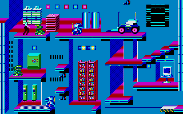 Impossible Mission II IBM PC/Compatibles Screenshot: Each room has a different layout.