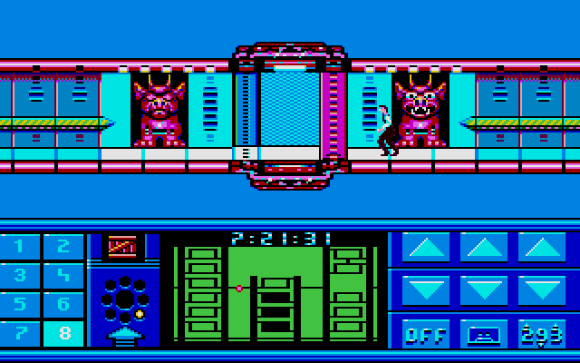 Impossible Mission II IBM PC/Compatibles Screenshot: The entrance to the next tower is currently locked...