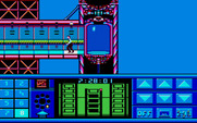 Impossible Mission II for IBM PC/Compatibles - Riding the elevator to the top of the current tower...