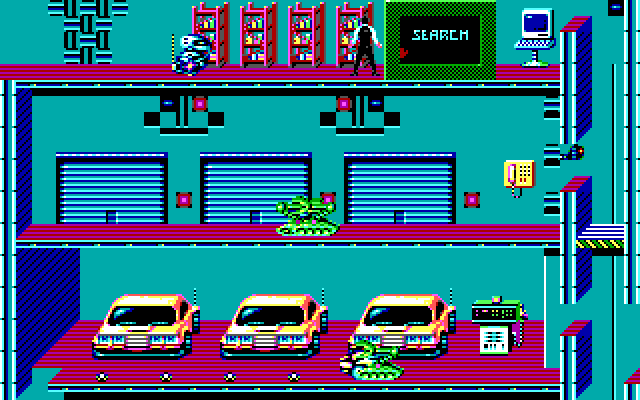 Impossible Mission II IBM PC/Compatibles Screenshot: Searching for items...