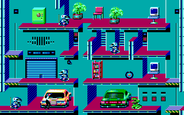 Impossible Mission II IBM PC/Compatibles Screenshot: One of many rooms to explore...