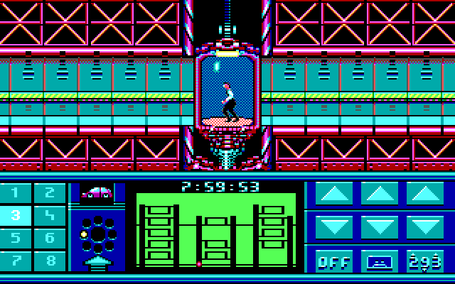 Impossible Mission II IBM PC/Compatibles Screenshot: The game begins here.