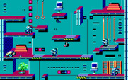 Impossible Mission II for IBM PC/Compatibles - Leaping over a robot.