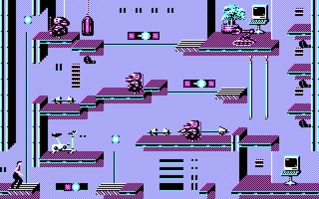 Impossible Mission II IBM PC/Compatibles Screenshot: One of many rooms you'll encounter...