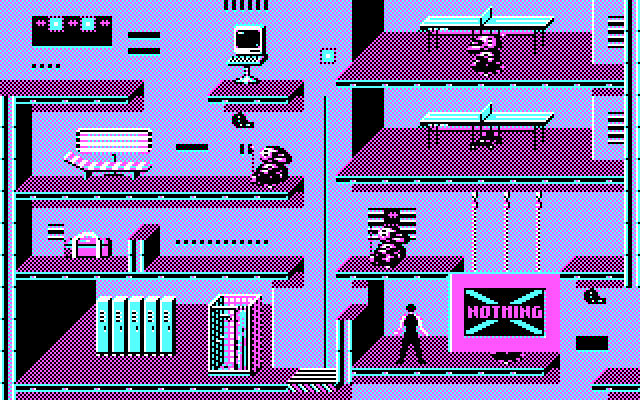 Impossible Mission II IBM PC/Compatibles Screenshot: Searching...and I found nothing.