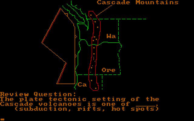 Volcanoes IBM PC/Compatibles Screenshot: Another review question.