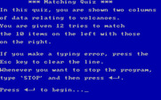 Volcanoes for IBM PC/Compatibles - Matching quiz instructions.