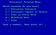 Volcanoes for IBM PC/Compatibles - The main menu.