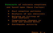 Volcanoes for IBM PC/Compatibles - Volcanic erruption forecasts.