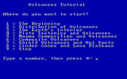 Volcanoes for IBM PC/Compatibles - Tutorial menu.