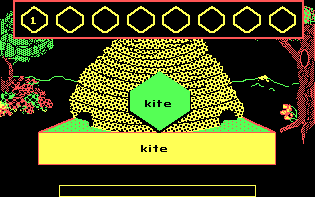 Bouncy Bee Learns Words IBM PC/Compatibles Screenshot: Here's the word 'Kite'...