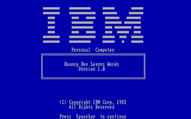 Bouncy Bee Learns Words IBM PC/Compatibles Screenshot: Title screen.