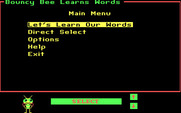Bouncy Bee Learns Words for IBM PC/Compatibles - The main menu.