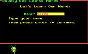 Bouncy Bee Learns Words for IBM PC/Compatibles - Setting up the game.