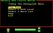 Bouncy Bee Learns Words for IBM PC/Compatibles - Filling the Honeycomb game menu.