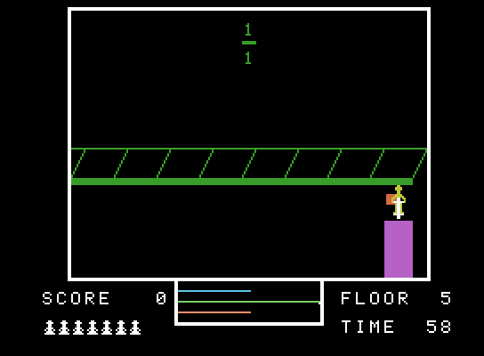 Fraction Fever ColecoVision Screenshot: Riding up to the next platform...
