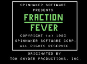 Fraction Fever for ColecoVision - Title screen; the game title flashes different colors.
