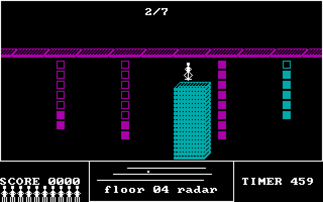 Fraction Fever IBM PC/Compatibles Screenshot: Taking an elevator to the next floor.