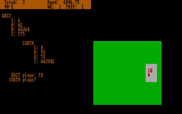 Bridge 5.0 IBM PC/Compatibles Screenshot: South plays?