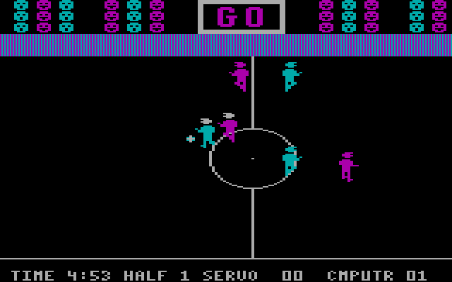 Five-a-Side Soccer IBM PC/Compatibles Screenshot: Game start.
