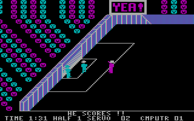 Five-a-Side Soccer IBM PC/Compatibles Screenshot: Computer scores!