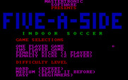 Five-a-Side Soccer for IBM PC/Compatibles - Main menu.