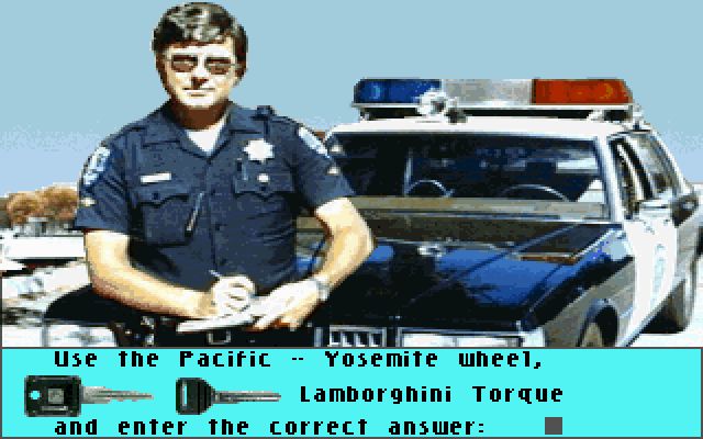 Test Drive III: The Passion IBM PC/Compatibles Screenshot: Copy protection screen.