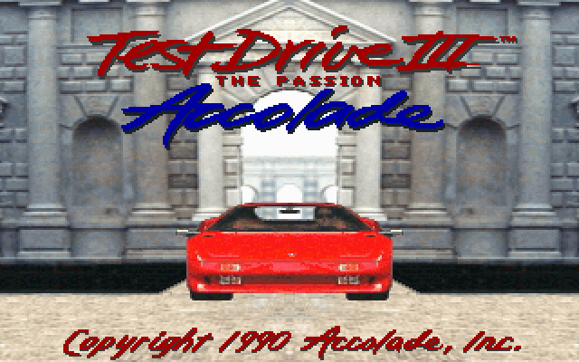 Test Drive III: The Passion IBM PC/Compatibles Screenshot: Title screen.