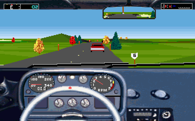 Test Drive III: The Passion IBM PC/Compatibles Screenshot: Don't crash into other cars.