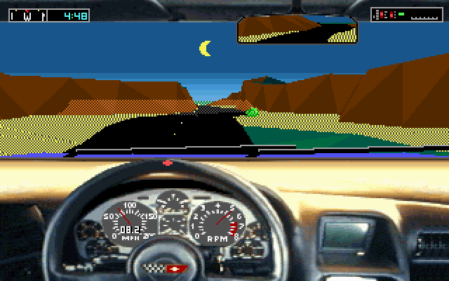 Test Drive III: The Passion IBM PC/Compatibles Screenshot: Driving through a canyon.