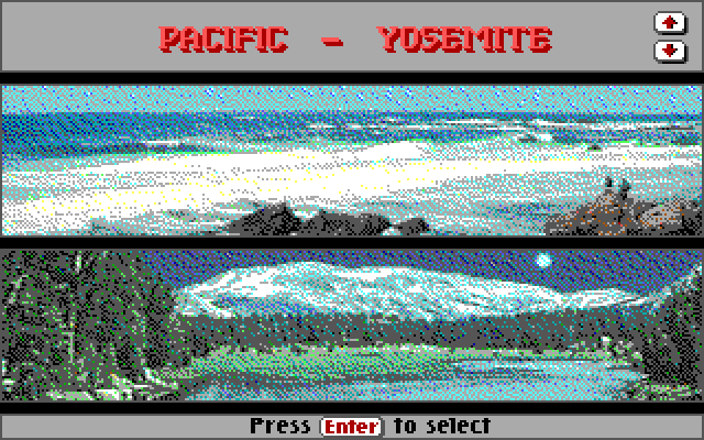 Test Drive III: The Passion IBM PC/Compatibles Screenshot: Scenery selection.