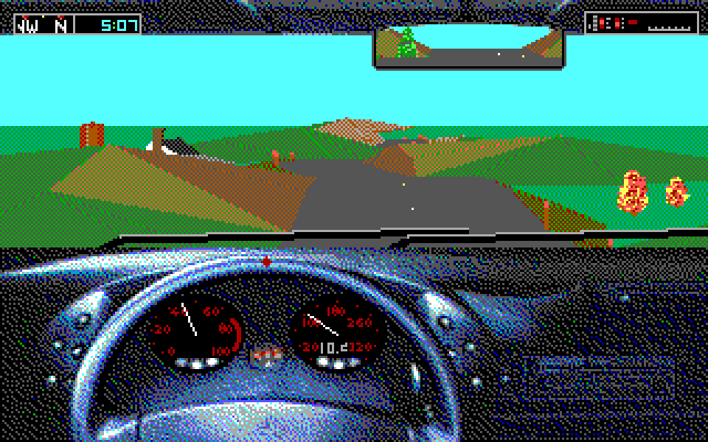 Test Drive III: The Passion IBM PC/Compatibles Screenshot: A hilly section of road.