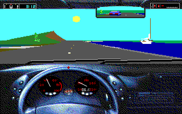 Test Drive III: The Passion IBM PC/Compatibles Screenshot: Driving on a sunny afternoon..