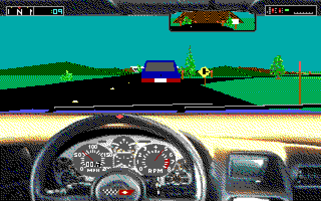 Test Drive III: The Passion IBM PC/Compatibles Screenshot: Turn ahead; you can sometimes take different roads to the destination.