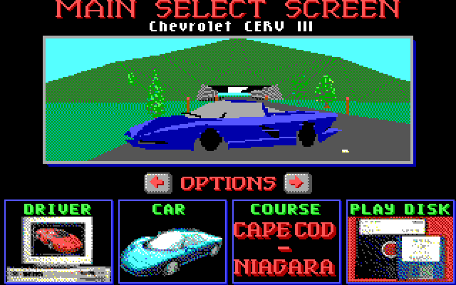 Test Drive III: The Passion IBM PC/Compatibles Screenshot: The main menu.