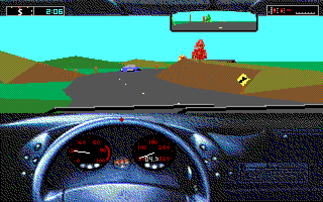Test Drive III: The Passion IBM PC/Compatibles Screenshot: Curvy canyon road...