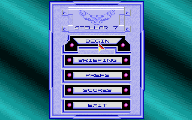 Stellar 7 Amiga Screenshot: The main menu.