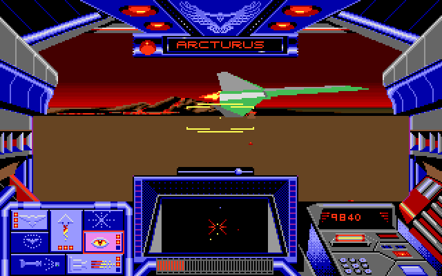 Stellar 7 Amiga Screenshot: Close encounter with an enemy plane...