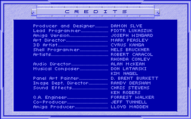 Stellar 7 Amiga Screenshot: Game credits.