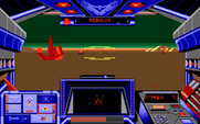Stellar 7 for Amiga - Is that an obstacle on the left, or an enemy? Hard to tell...