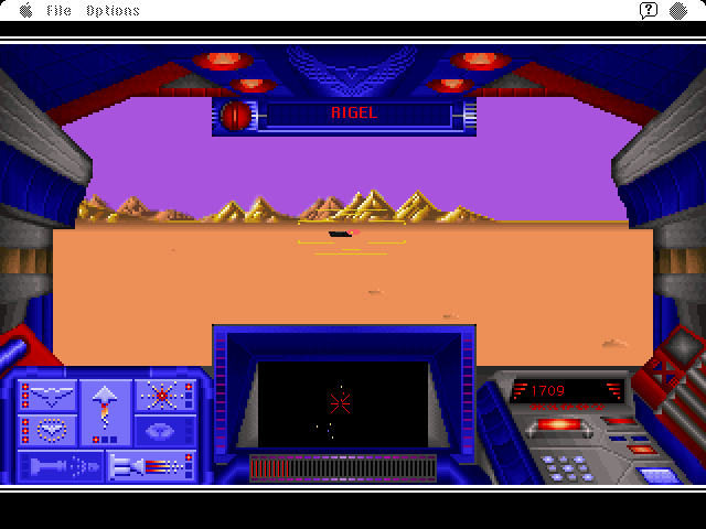 Stellar 7 Macintosh Screenshot: Start of level three.