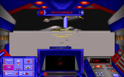 Stellar 7 for IBM PC/Compatibles - The end of level boss beams down.