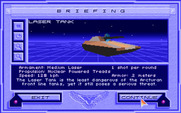 Stellar 7 for IBM PC/Compatibles - Mission briefing; laser tanks are a little tougher.