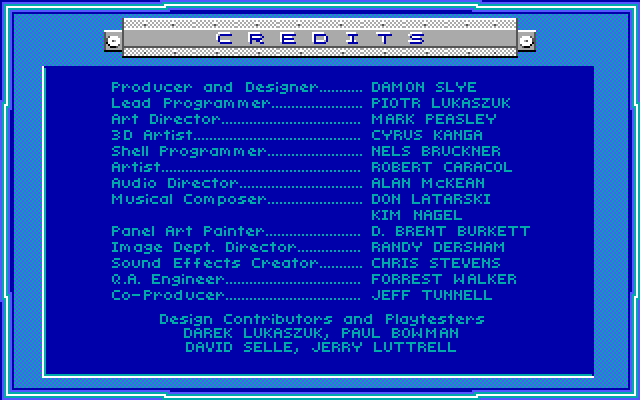 Stellar 7 IBM PC/Compatibles Screenshot: Game credits.