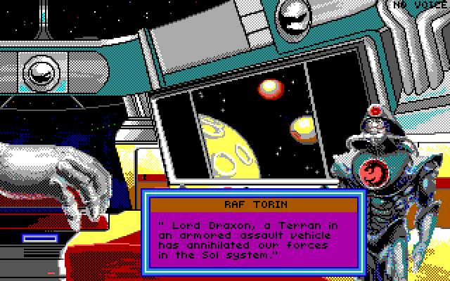 Stellar 7 IBM PC/Compatibles Screenshot: One of the between level cutscenes.
