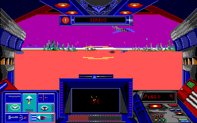 Stellar 7 IBM PC/Compatibles Screenshot: Sirius features a lot of enemies that fly.