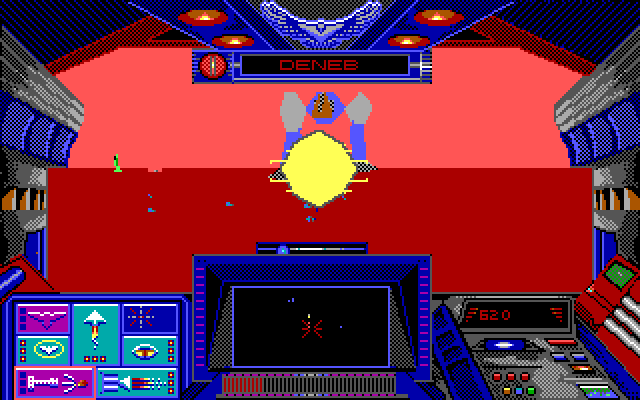 Stellar 7 IBM PC/Compatibles Screenshot: Attacking the end of level boss.